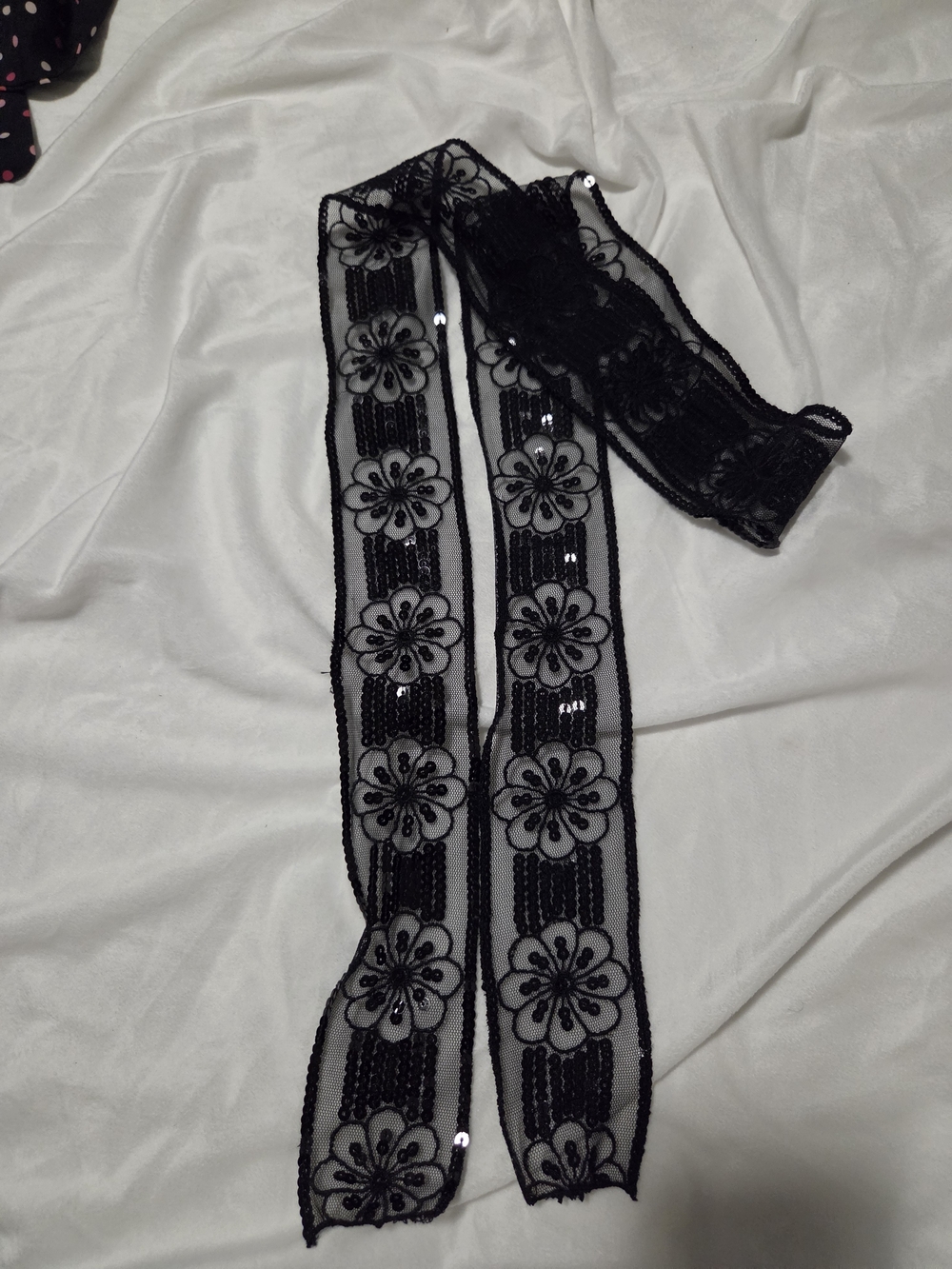 Black Floral Lace Ribbon Scarf